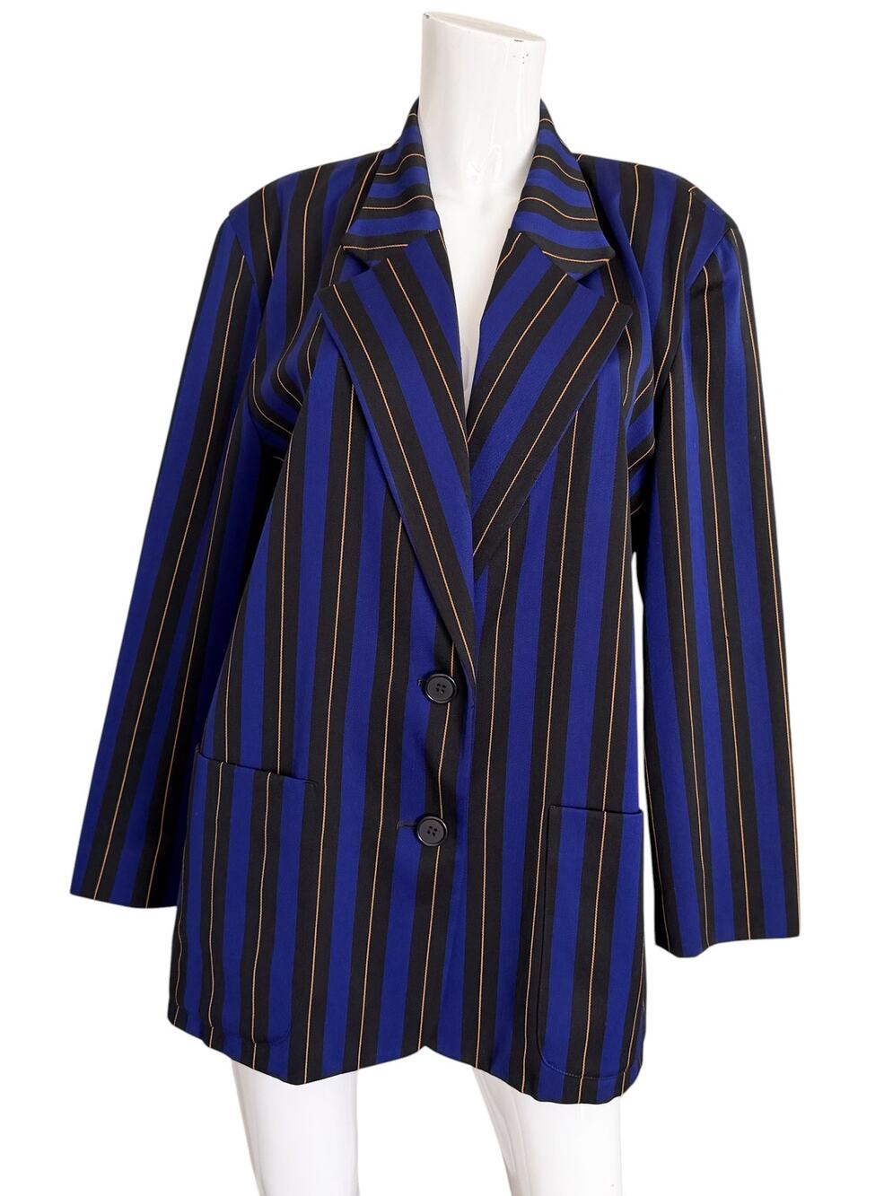 Vintage 90s Perry Ellis Portfolio Striped Boyfriend Blazer Grunge Dark Academia